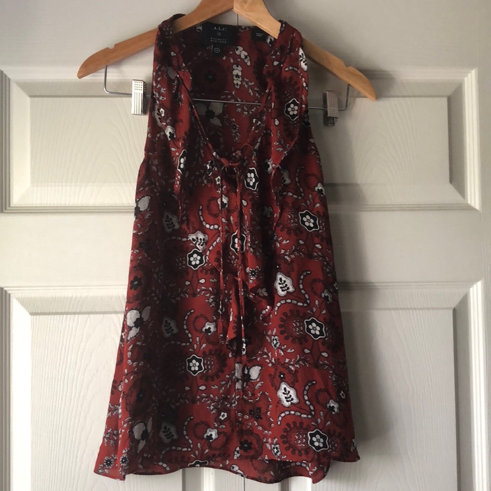 ALC Sleeveless Silk Paisley Top Sz 4